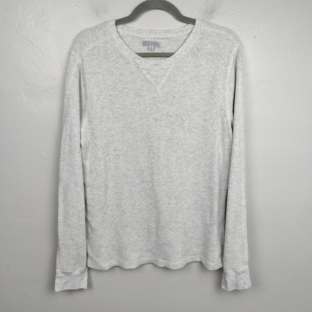 J Crew Wallace & Barnes Thermal Shirt Mens Medium Light Gray Heather Waffle Knit